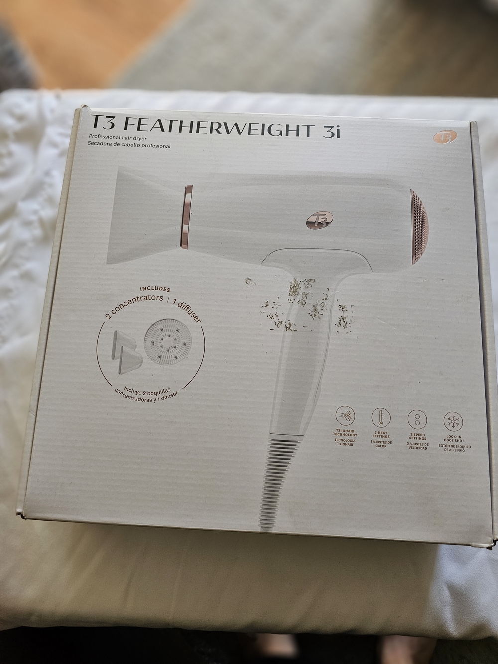 T3 Featherweight 3i White & Rose Gold Hair Dryer
